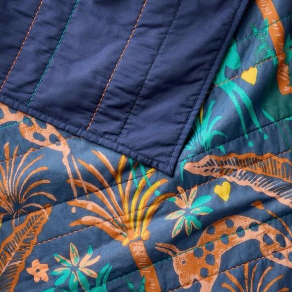 Opalhouse Throw Blanket & Pillow Set Blue Fiesta Jungle Print Tassel - Picture 2 of 8